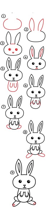 طريقة رسم أرنب