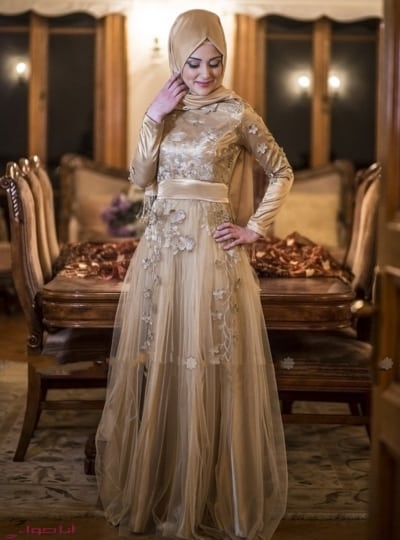 New Arrival Long Muslim Evening Dresses Kaftans Dresses dubai Gold Abaya Evening Dresses islamic evening gowns 2 - مجلة انا حواء